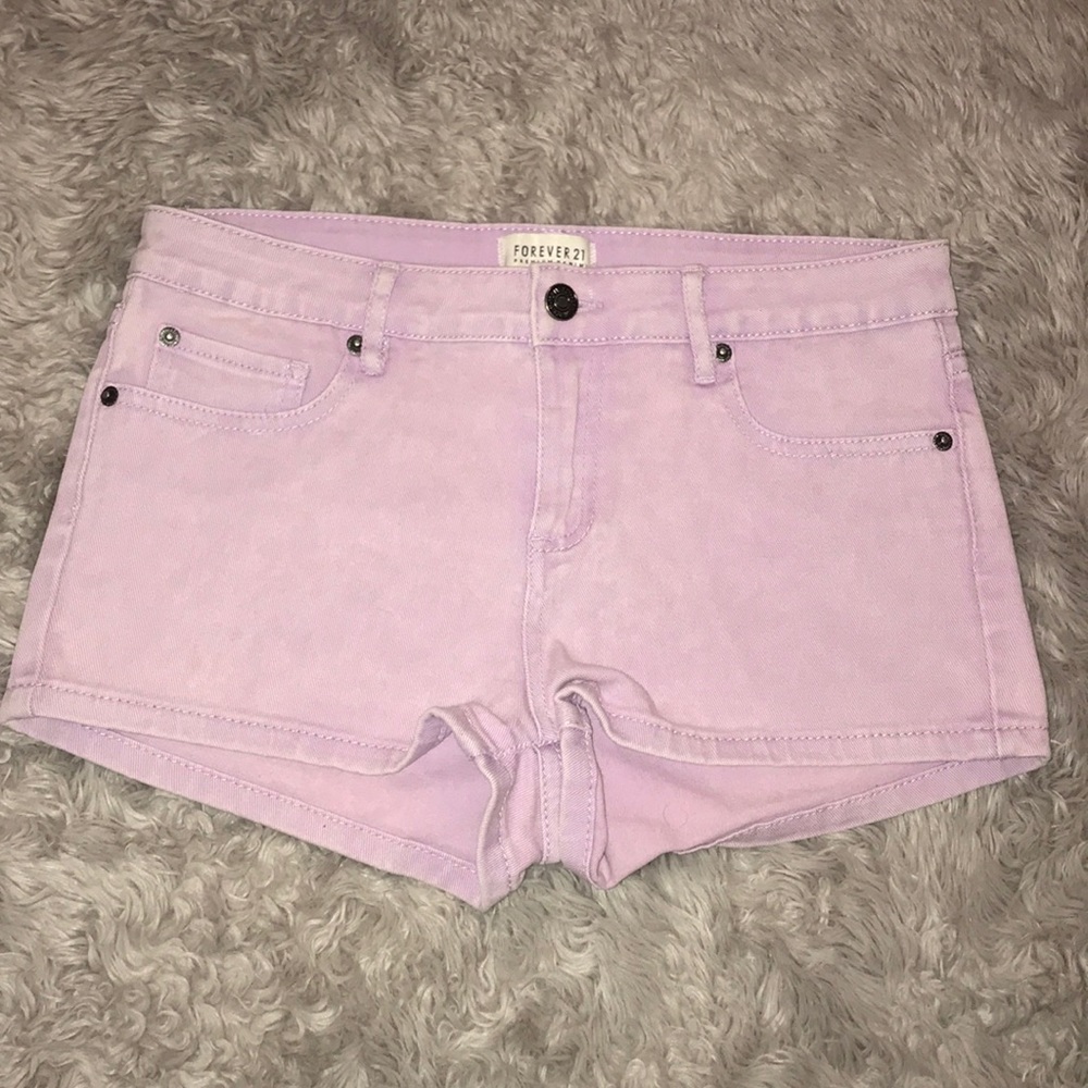 Forever 21 denim pink purple jean shorts